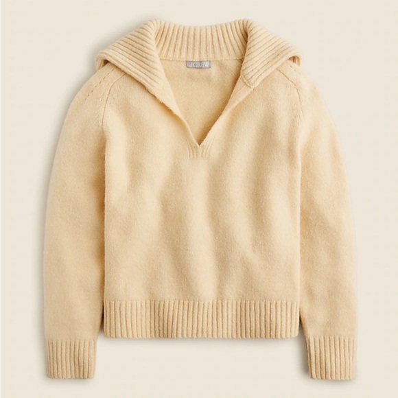 J crew aged parchment Johnny-collar sweater with ribbed trim - Picture 1 of 2